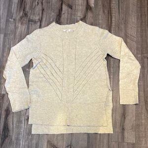 Mystree Cream Crew Neck Sweater with Textured Knit